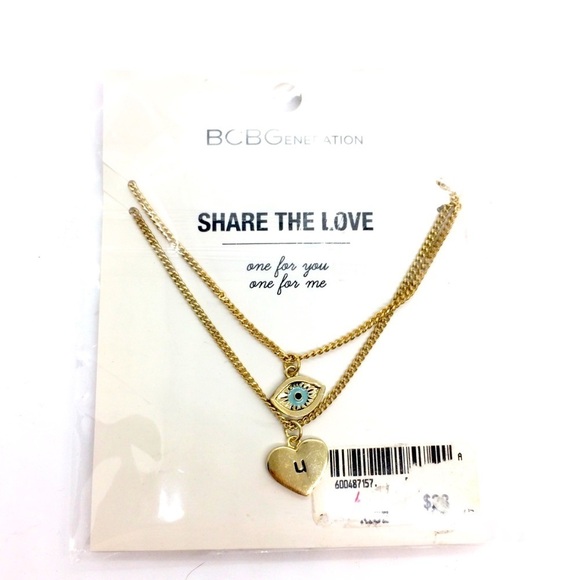 3/$30 BCBG GENERATION EVIL EYE + HEART SHARE THE LOVE NECKLACE SET NWT - Picture 1 of 7
